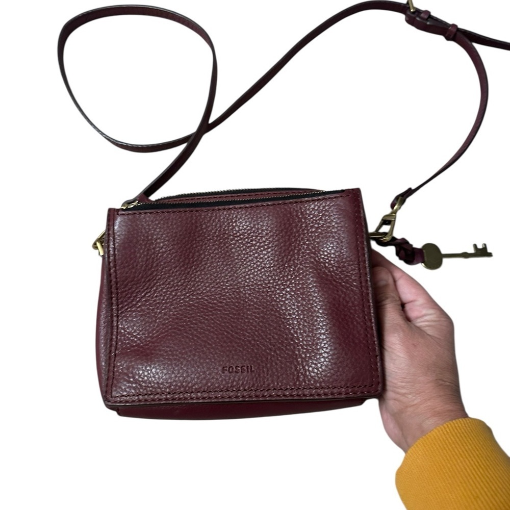 Fossil Campbell Leather Multicolor Patchwork Crossbody Bag Adjustable Strap EUC - Picture 3 of 9